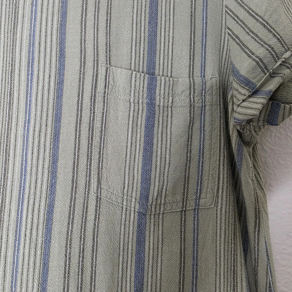 Cloth & Stone Striped Linen Blend Shift Dress Green And Blue Size S - Picture 6 of 12